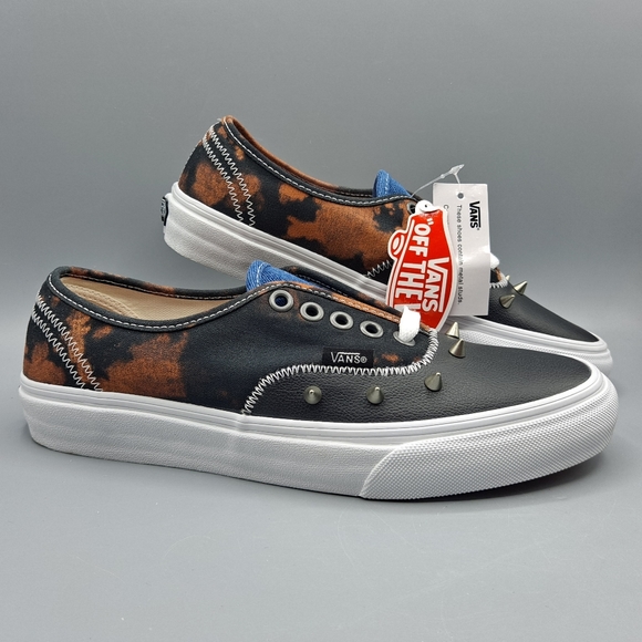 New Vans Authentic Tartan Daze Black Acid Dye Spikes Studs Punk Women's Size 8.5 - Picture 1 of 9
